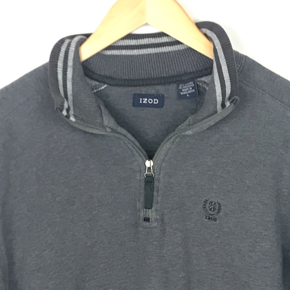 IZOD Pullover Sweatshirt Gray 1/4 Zip Size Large - Picture 3 of 6